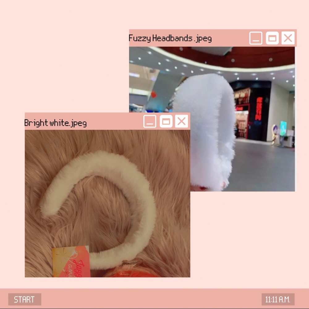 White fluffy vintage headband hair accessories